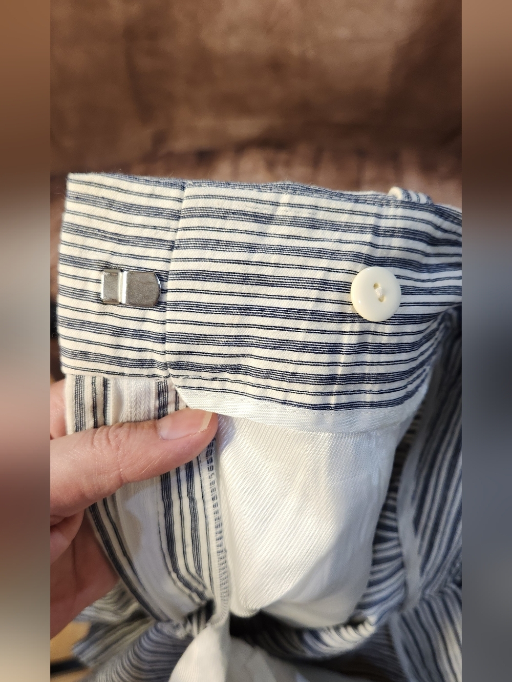 ZARA Blue White Striped High-Waist Shorts – Size XS - Picture 4 of 7